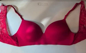 NWOT❣️ Incredible By Victoria's Secret 36C Red Padded No-Wire Bra Lace Back - Picture 1 of 6