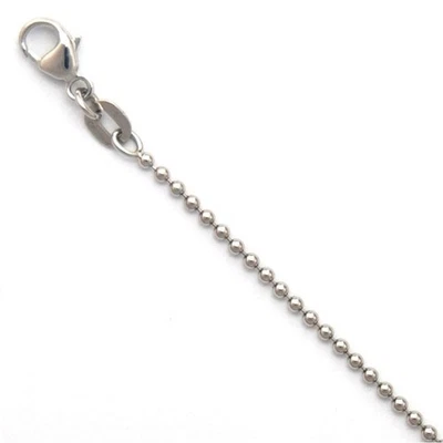 Collar de cadena de cuentas de platino PT950 de 1,5 mm 16" 18" 20" o 24" Foto 1 de 2