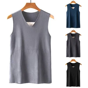 Men Doublefaced Fleece Vest Warm Velvet Patch Thicken Sleeveless Undershirt - Picture 1 of 22