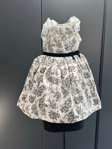 Janie and Jack Girls Floral Ruffle Ponte Dress Black/ White Size 4 - Picture 1 of 13