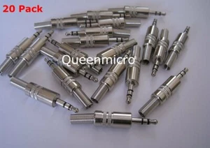 20 Pack - 3.5mm Stereo Metal Male Repair Headphone Solder Audio Connector Plug - Picture 1 of 2
