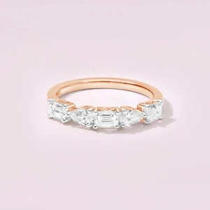 0.40 Ct IGI Lab Grown Diamond Womens 5 Stone Engagement Ring 10K Rose Gold - Picture 1 of 9