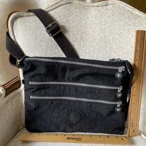 "Kipling Negro Grande 12x10"" Bandolera Bolsillos Cremal Nylon Bolso Viaje Ligero" - Imagen 1 de 8