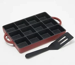 Cook's Essentials Cast-Iron Elite Non-Stick Brownie Muffin Pan with Spatula Gold - Picture 1 of 5