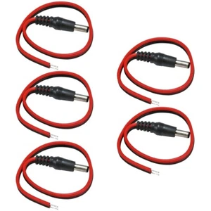 5x 5.5mm x 2.1mm Male DC Power Plug Pigtail Cable Connector CCTV Security Camera - Picture 1 of 4