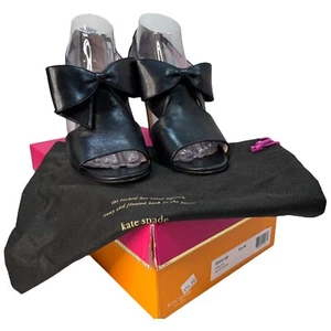 Kate Spade hochhackige Leder-Sandale schwarz Schleife New York 8 1/2 B Italien mit Reißverschluss hinten - Bild 1 von 24