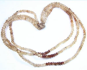Citrine Natural Genuine Gemstone Three strand Bead Necklace,NBD,862 - Picture 1 of 7
