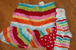 Gymboree COZY CUTIE Striped Red Turquoise FLEECE SKIRT or SOCKS 5 7 8 9 10 12 - Picture 1 of 4