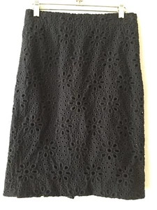 J. Falda lápiz para mujer Crew talla 0 no 2 azul marino ojales encaje mezcla algodón forrada - Imagen 1 de 8