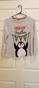 Holiday Time Gray Penguin Jammie Shirt Size Kids S - Picture 1 of 2
