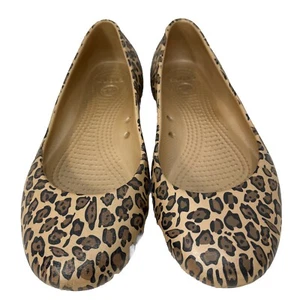 Crocs Kadee Cheetah Leopard Animal Print Ballet Shoes Comfort Casual Womens 8 - Picture 1 of 11