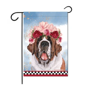 Saint Bernard Floral Garden Flag Double Sided 12 x 17 in. - Picture 1 of 1