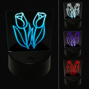 Spring Summer Tulips 3D Illusion LED Night Light Sign Nightstand Desk Lamp - Picture 1 of 6