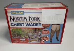 ALLEN North Fork Breathable Stocking Foot Chest Waders Overalls Grey XL - Picture 1 of 15