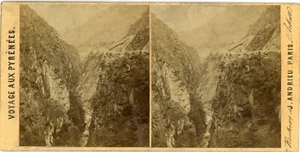 PHOTO vue stéréo, Voyage aux Pyrénées J. Andrieu Les rochers de l'Echelle - Picture 1 of 2