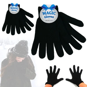 2 Pairs Winter Magic Gloves Classic Knit Warm Gloves Man Woman Teens Soft Black - Picture 1 of 1