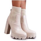 WS1 Women's Eco-leather Boots with a sock Beige Adalyn