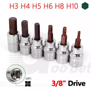 Impact Allen Key Hex Bit Socket Set 3/8" Drive H3 H4 H5 H6 H8 H10 3/4/5/6/8/10mm - Picture 1 of 16
