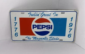 VINTAGE "FEELIN' GREAT IN THE MAGNOLIA STATE" 1776-1976 PEPSI LICENSE PLATE - Picture 1 of 12