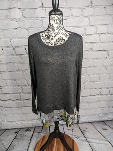 Zac & Rachel women's long sleeve mix media plus size 1x NWT top hi-lo design b23 - Picture 1 of 10