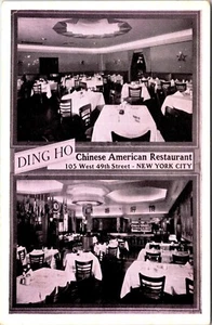 DING HO : RISTORANTE CINESE AMERICANO : AREA TIMES SQUARE : NEW YORK CITY : RPPC - Foto 1 di 4