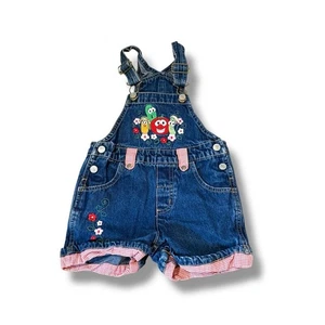 Vintage VeggieTales Denim Bib Shortalls Girls Size 2T Embroidered Overalls - Picture 1 of 7