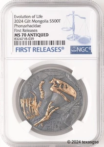 2024 Mongolia 500tog 1oz Silver Evolution of Life - Aves NGC MS70 First Release - Picture 1 of 2