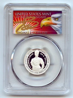 2025 S 25C Silver Ida B. Wells Quarter PCGS PR70DCAM FS Cleveland Eagle - Image 1 of 2