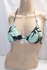 Tropical Green Bikini Top Triangle Adjust Stretch Tie Swimwear Nylon Spandex S - Picture 1 of 5