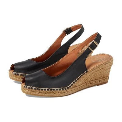 Sandalias alpargata Toni Pons croacia para mujer EU 37 US 7 cuña de cuero negro nuevas en caja Foto 1 de 4