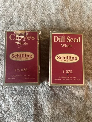 Schilling Spice Boxes Dill Seed Cloves Red Vintage - Image 1 of 4