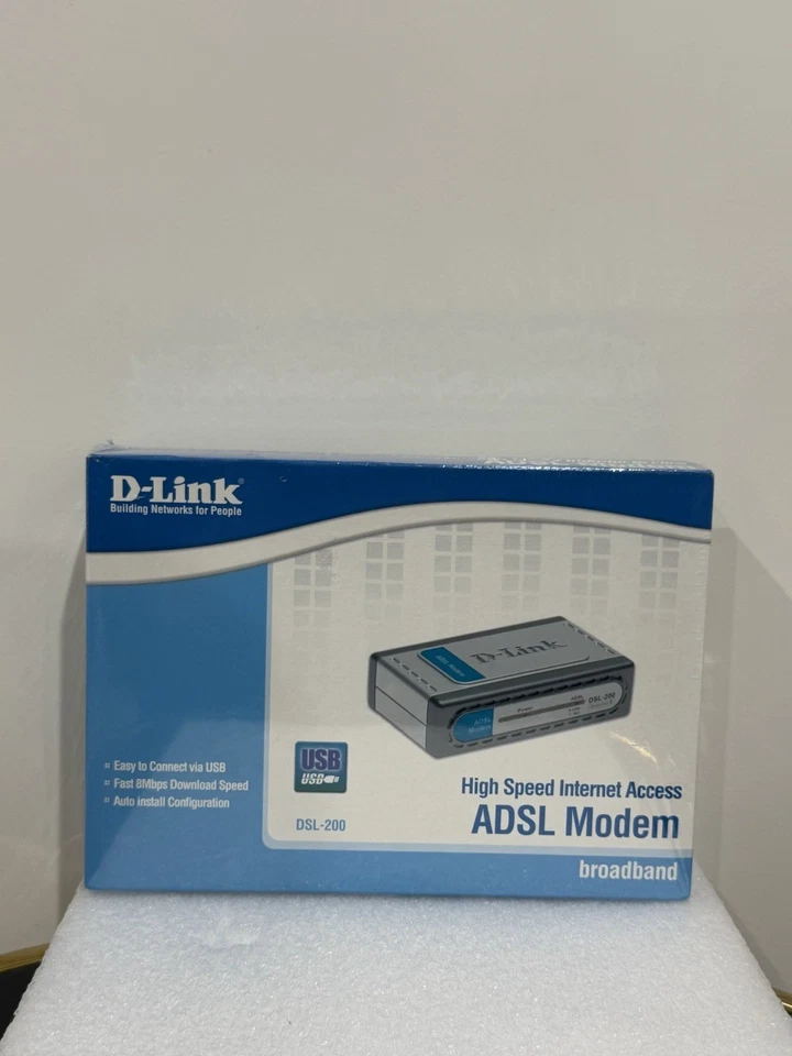 D-Link DSL-200 ADSL Modem High Speed Internet Access with USB Cables - Image 1 of 4