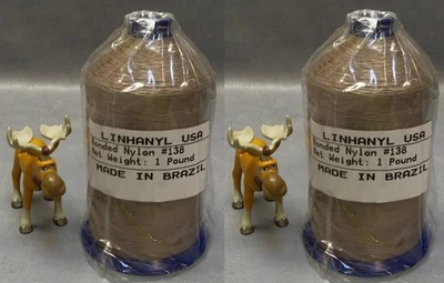 Bonded Nylon Thread #138 T-135 Beige Linhanyl USA 1lb 16oz Spools Lot of 2 - Image 1 of 4