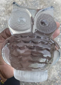 Handmade Vintage Viking Clear Paperweight Hoot Owl Art Glass. - Picture 1 of 5