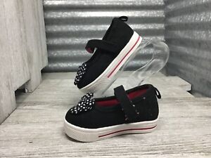 Garanimals Canvas Girl Black Sneaker Polka Dotted Bow Mary Janes Shoe Size 2C