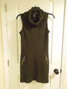 Rhapsody Greenish Gray Sweater Dress with Zipper Pockets - Picture 1 of 6