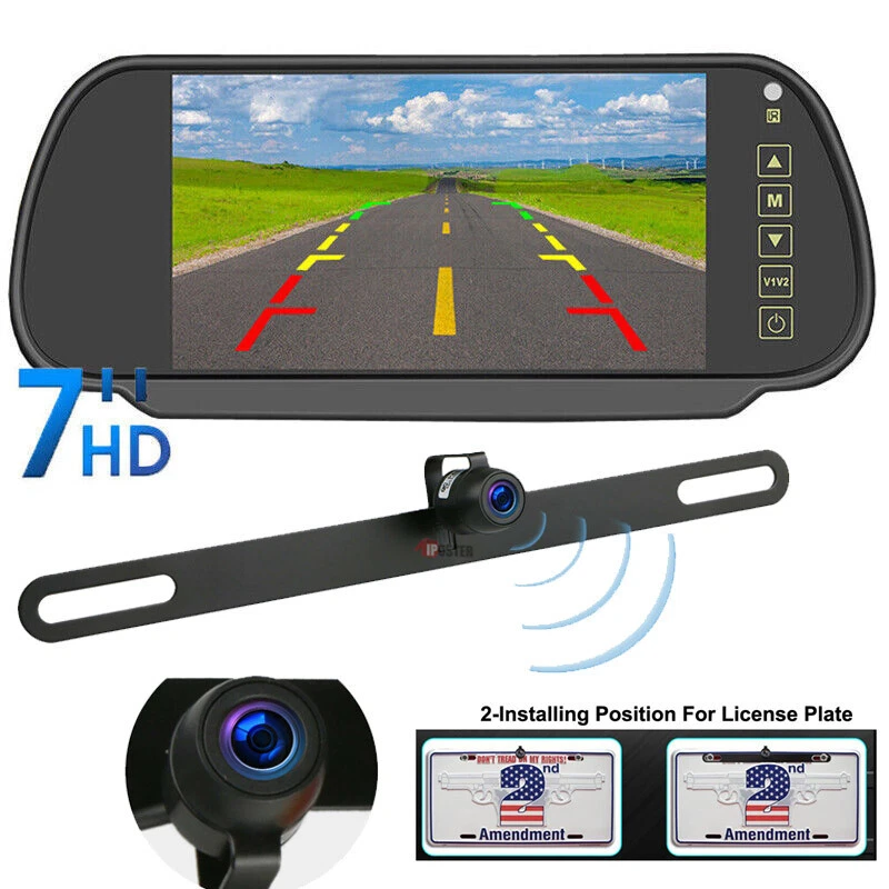 Reverse Backup Camera and Monitor 7" HD Car Vehicle Rearview Mirror Night Vision - Image 1 of 4