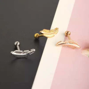 Ohrringe Feder Edelstahl 316L Damen Ohrstecker Schraubverschluss - Bild 1 von 10