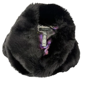 Ted Baker Faux Fur Collar Wrap Warmer Muff Black "Keep it Under Wraps" - Picture 1 of 8