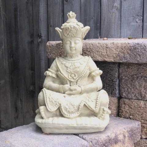LARGE VINTAGE ORNATE BUDDHA Cement Concrete Outdoor Garden Shakyamuni Zen Statue Cover