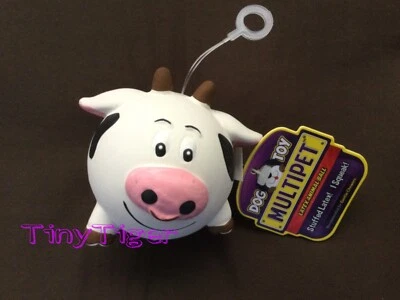 Multipet Animal Ball Squeaker Dog Toy Cow 3 inch rare - Image 1 of 2