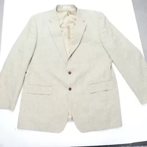 Orvis Blazer Jacket Mens 48 Ivory Silk Lined Notch Lapel Pockets Single Breasted - Picture 1 of 8