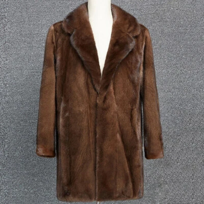 New Mink Fur Men's Mink Coats Mink Fur Long Fur Coat Winter Coat Casual Jacket - Image 1 of 4