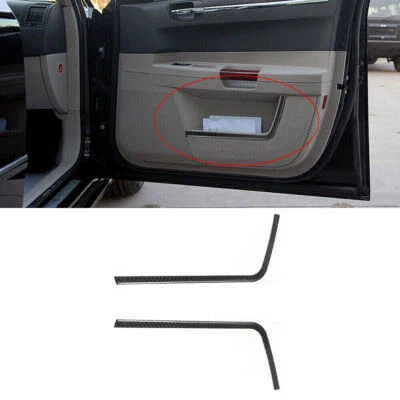 Para Chrysler 300 300C fibra de carbono porta frontal interna acabamento de tira de destaque 2* - Imagem 1 de 4
