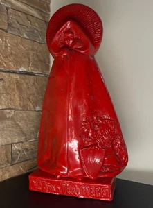Antique Virgin Mary Statue OLV.van Vlaanderen  Flemish Ceramic Red Glazed 1900s⭐ - Picture 1 of 13
