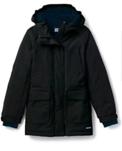 Lands' End Kid's 14-16 Plus Squall Waterproof/Windproof Black Parka Jacket  - Picture 1 of 11