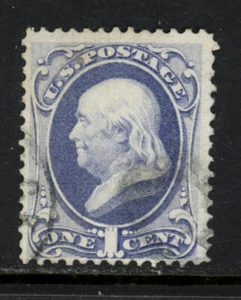 SCOTT 134 1870 1 CENT FRANKLIN REGULAR ISSUE H-GRILL USED F-VF CAT $125! - Picture 1 of 2