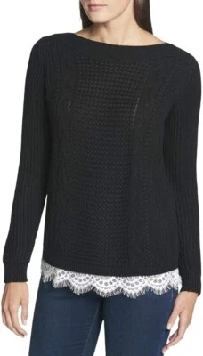 Suéter pulôver feminino Tommy Hilfiger malha inverno preto XXL - Imagem 1 de 3