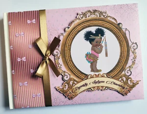 Egyptian princess girls baby shower guest book, gold and pink baby shower - Picture 1 of 4