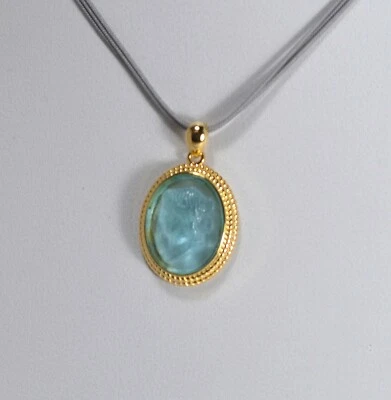 TAGLIAMONTE CIONDOLO  ARGENTO 925 VOLTO PASTA VITREE OVALE TRECCIA       TGN 967 - Immagine 1 di 3